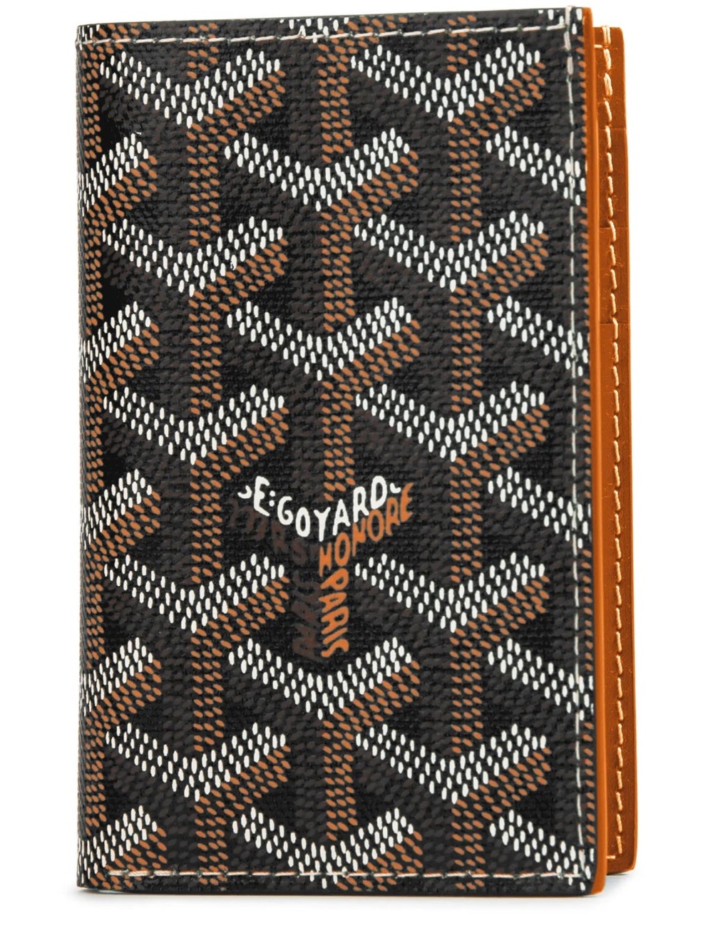 Goyard Black, Brown and White Chevron Card Holder with Tan Trim
